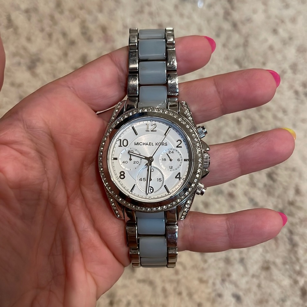 Michael kors chambray blue and silver watch